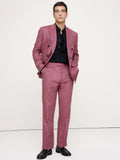 Straight Linen-Merino Suit Pant - Plum Wine