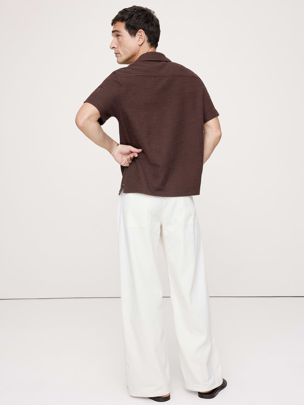 Textured Knit Resort Shirt - Mahogany Brown