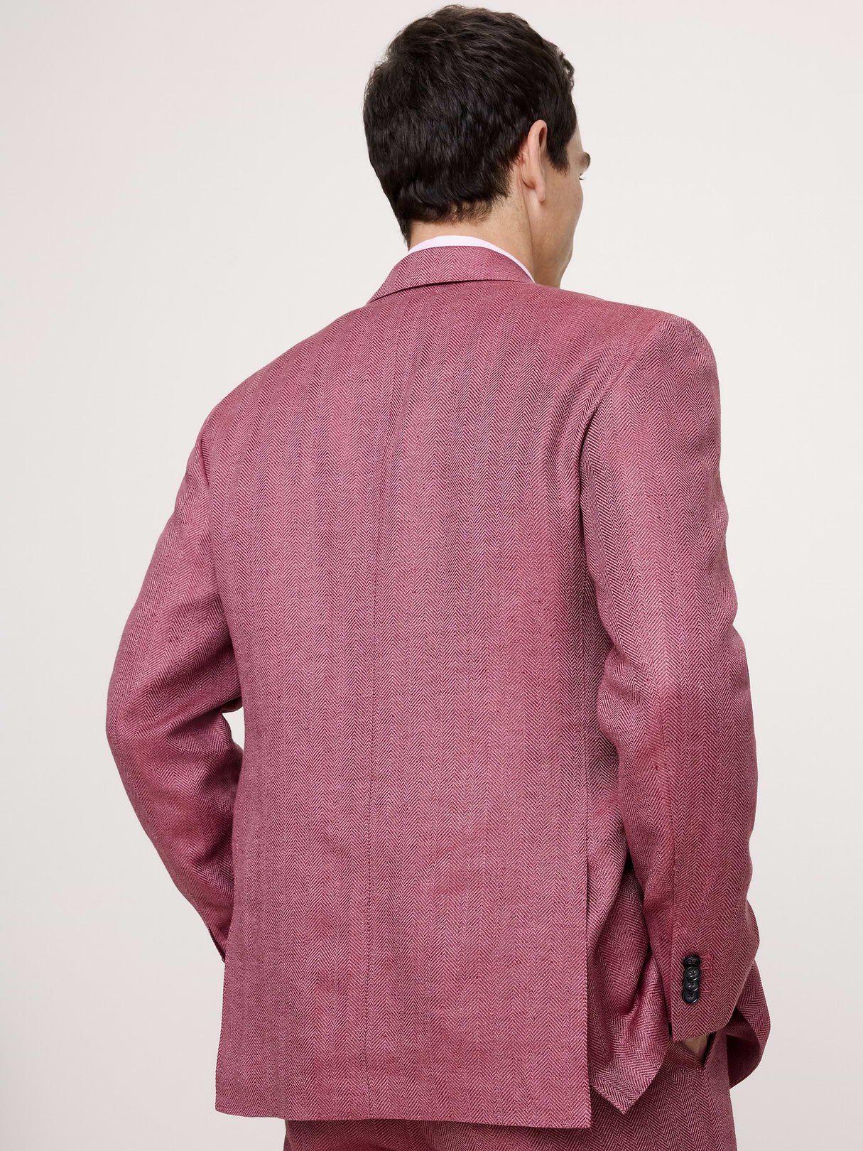 Double-Breasted Linen-Merino Suit Jacket - Plum Wine