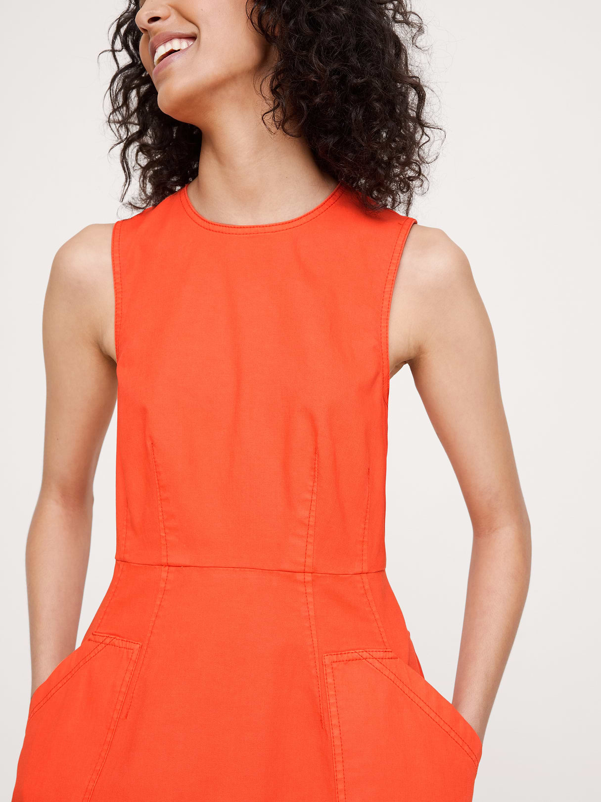 Cotton Canvas Utility Pocket Maxi Dress - Koi Orange
