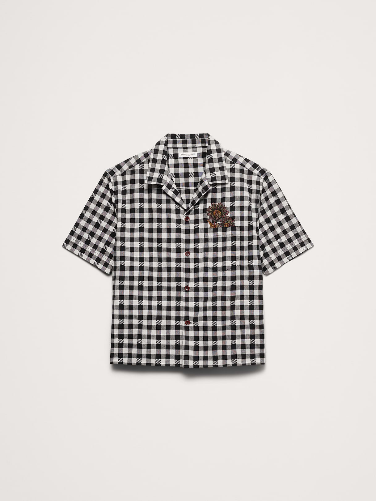 Relaxed-Fit Embroidered Cotton Resort Shirt - Black Gingham