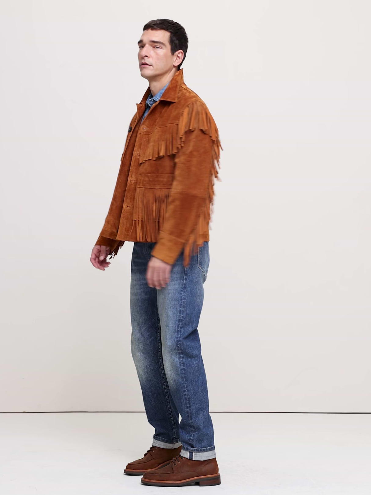 Suede Fringe Jacket - Cognac Brown