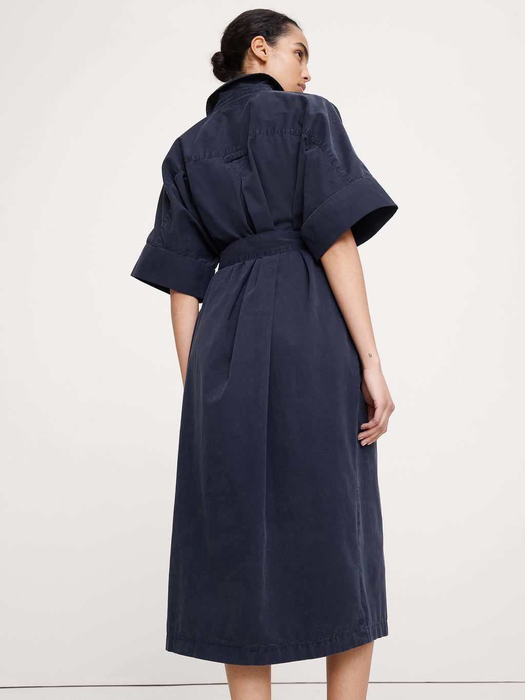 Utility Overdye Cotton Shirt Dress - Navy Blue