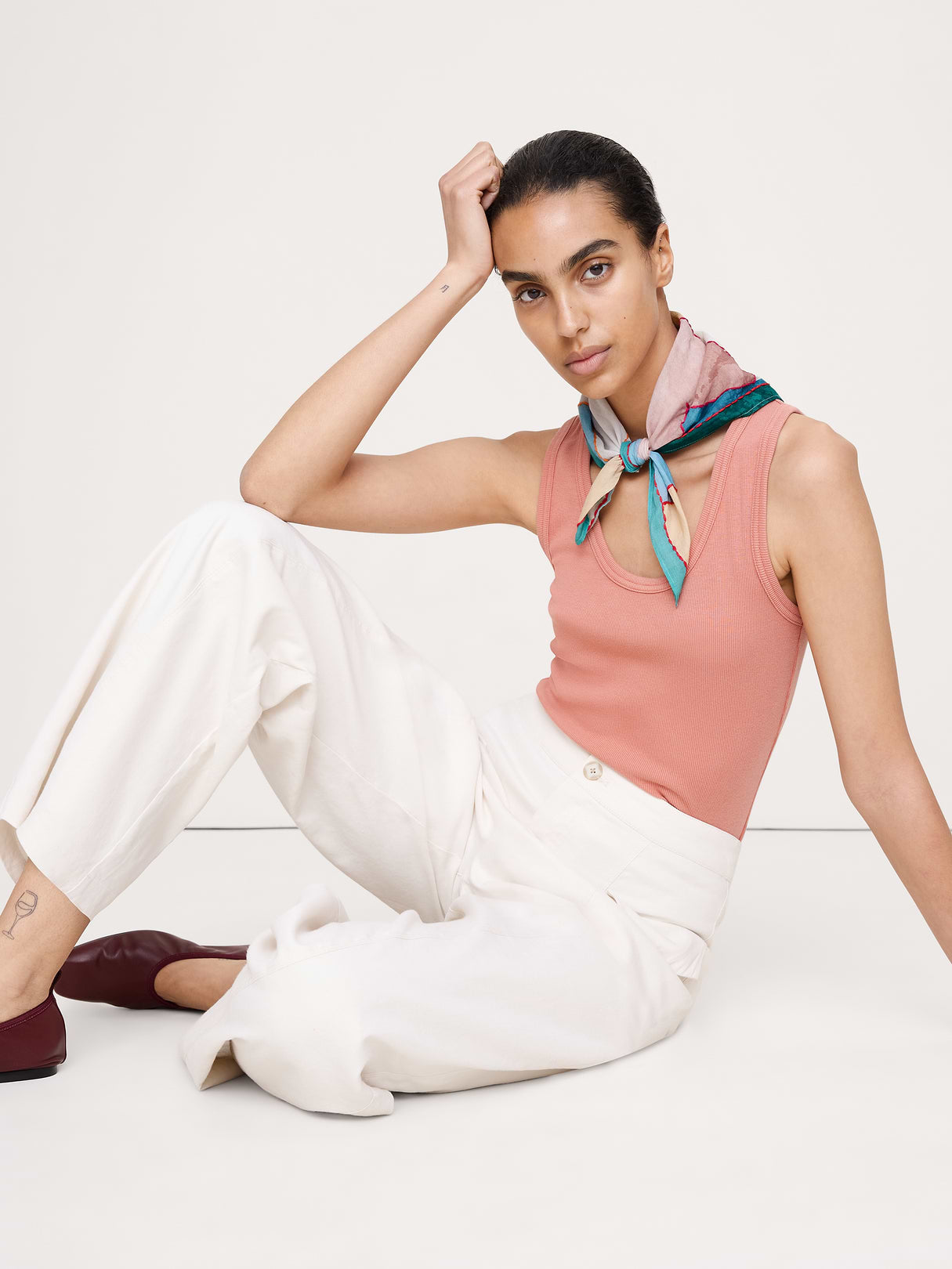 Embroidered Cotton Scarf by Vismaya - Teal Print