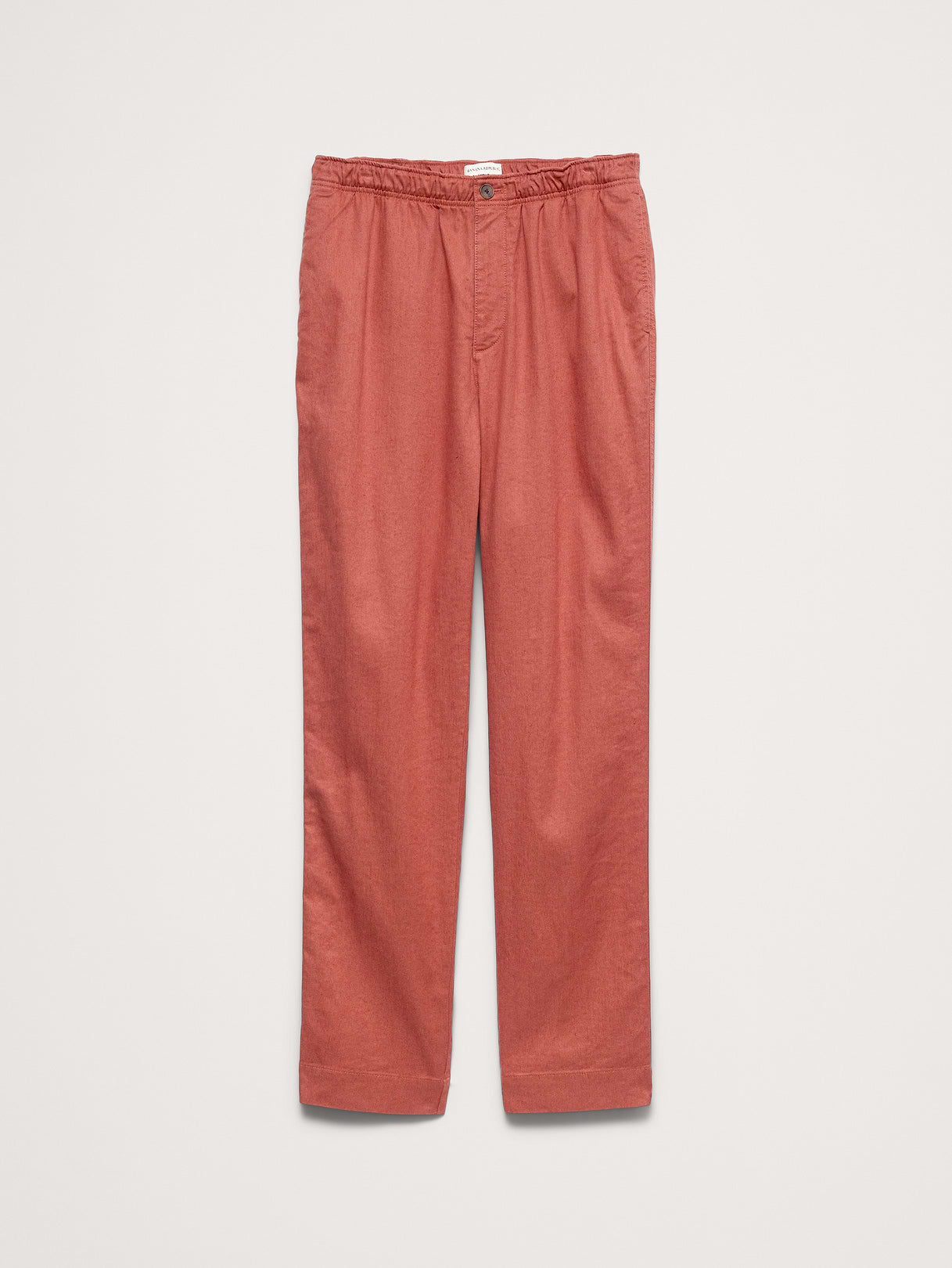 Straight Italian Linen-Cotton Pull-On Pant - Coral