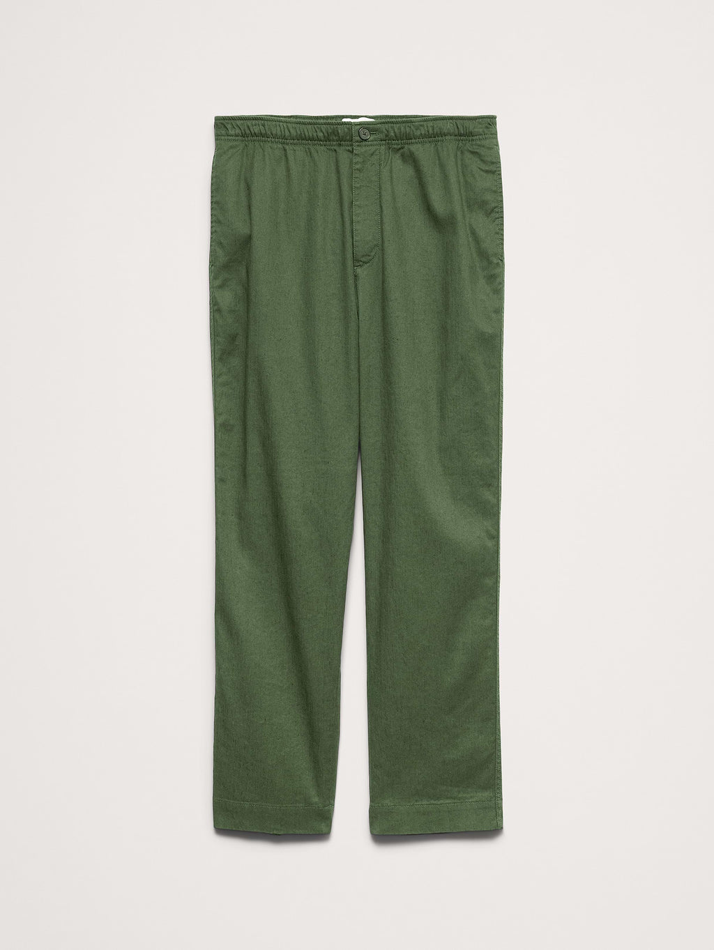 Straight Italian Linen-Cotton Pull-On Pant - Leafy Green
