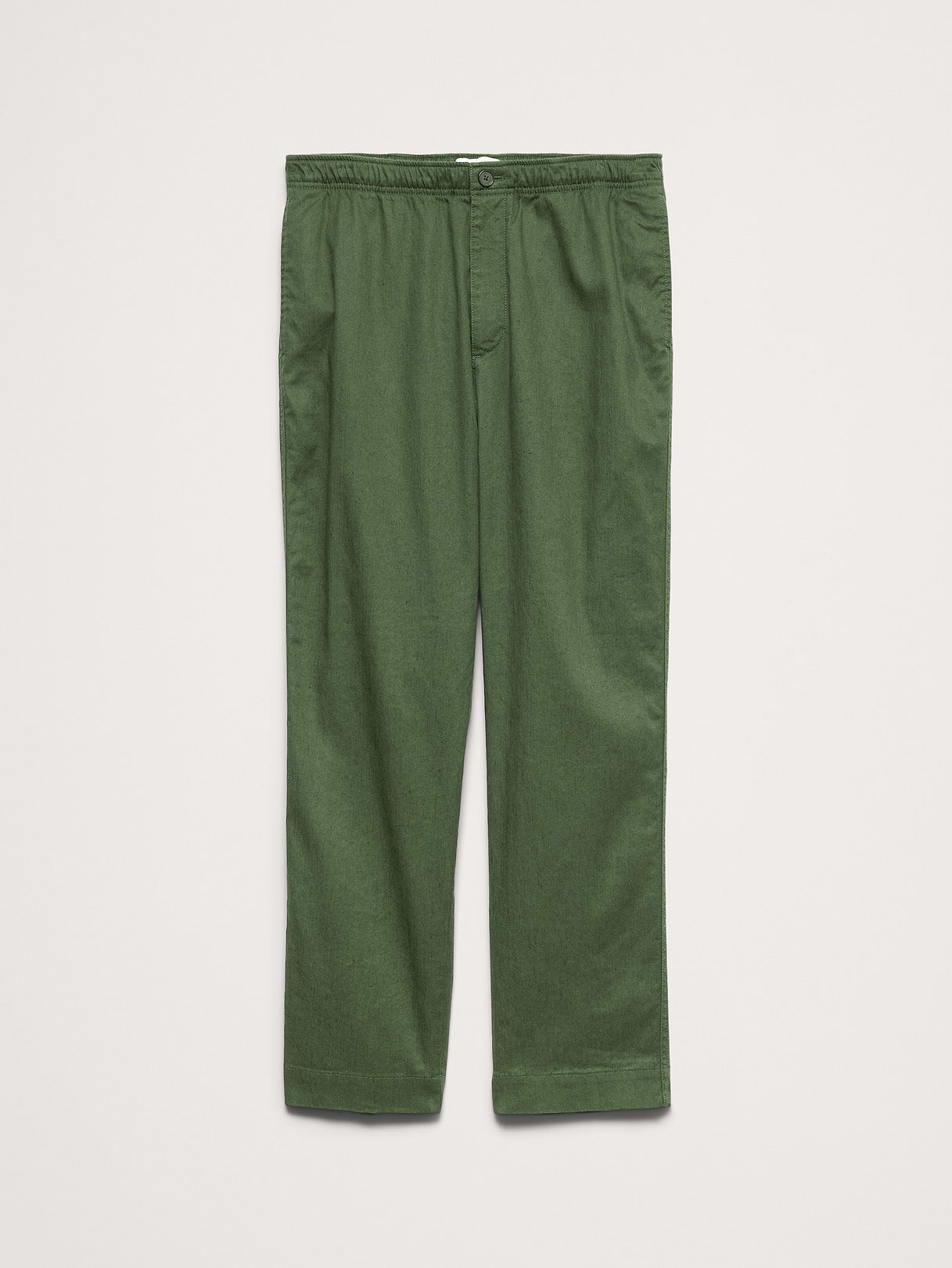 Straight Italian Linen-Cotton Pull-On Pant - Leafy Green