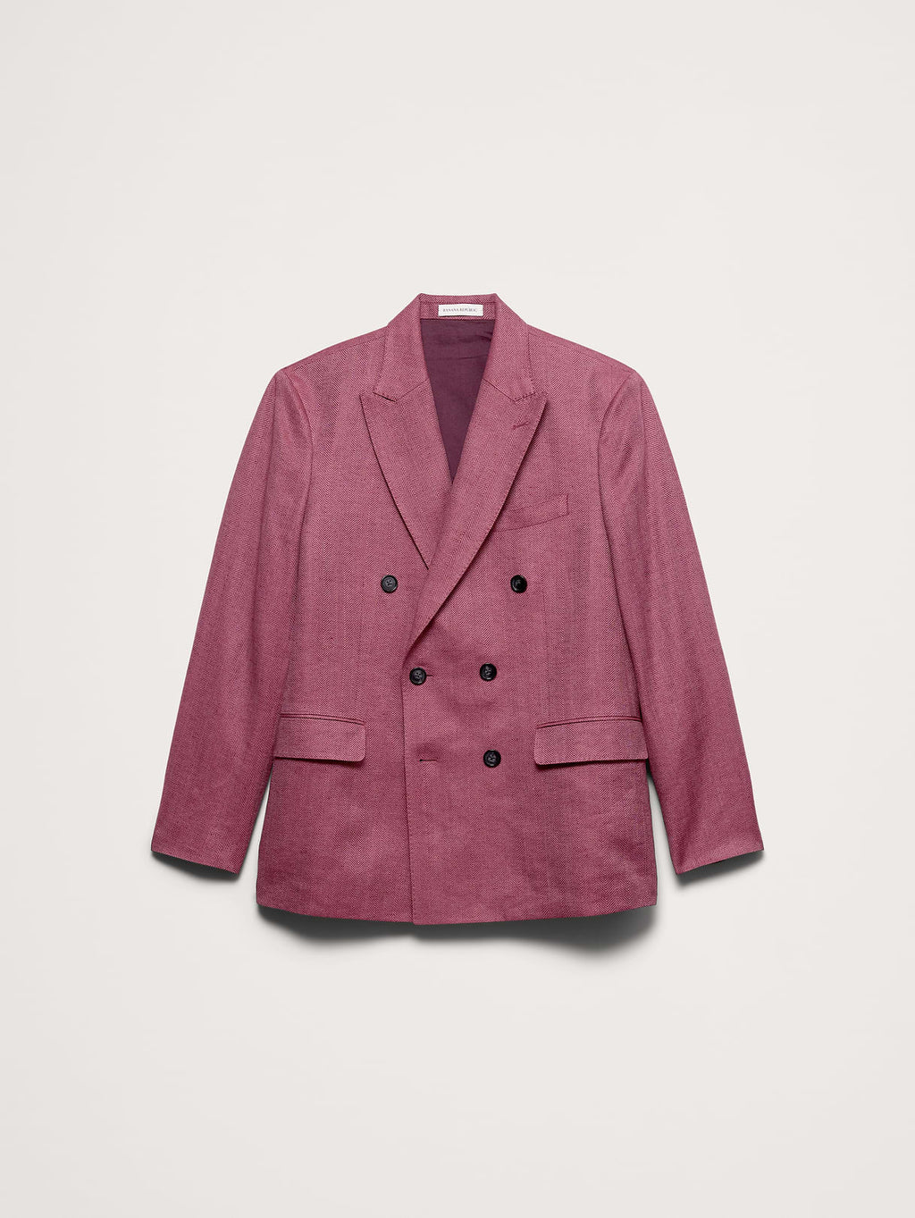Double-Breasted Linen-Merino Suit Jacket - Plum Wine