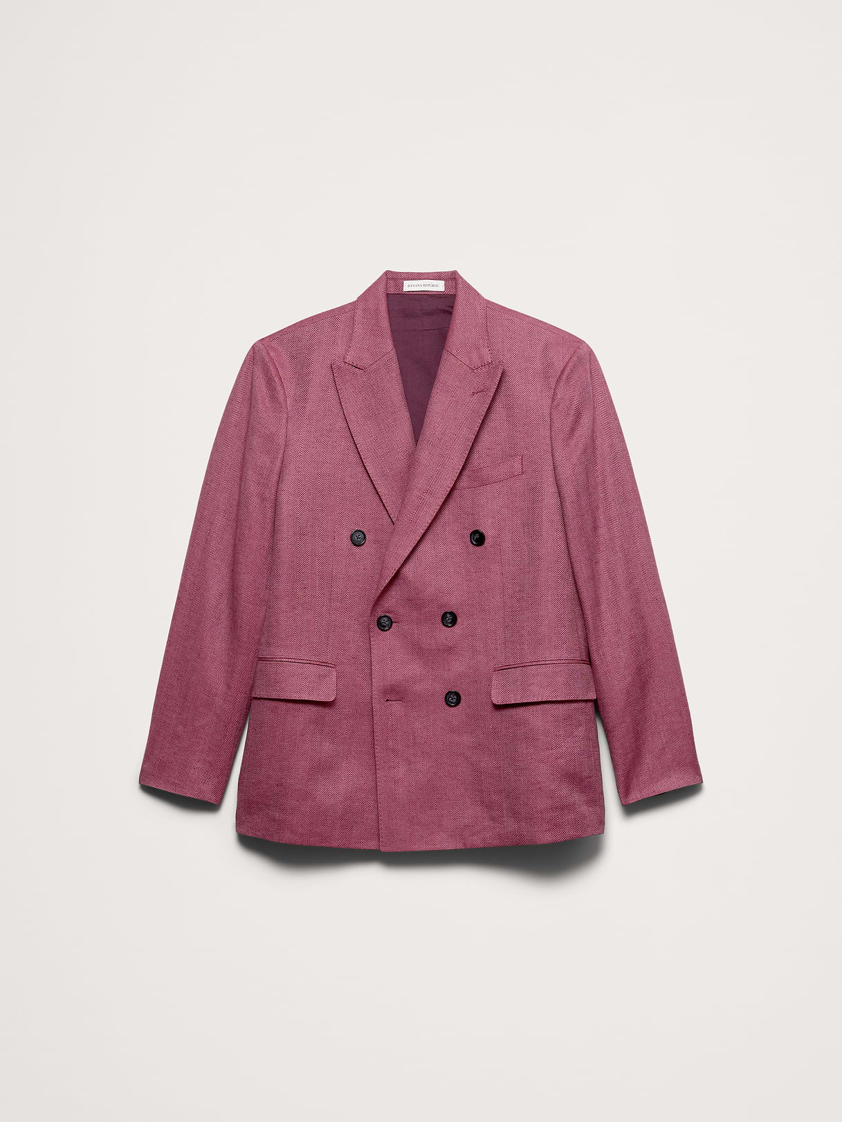 Double-Breasted Linen-Merino Suit Jacket - Plum Wine