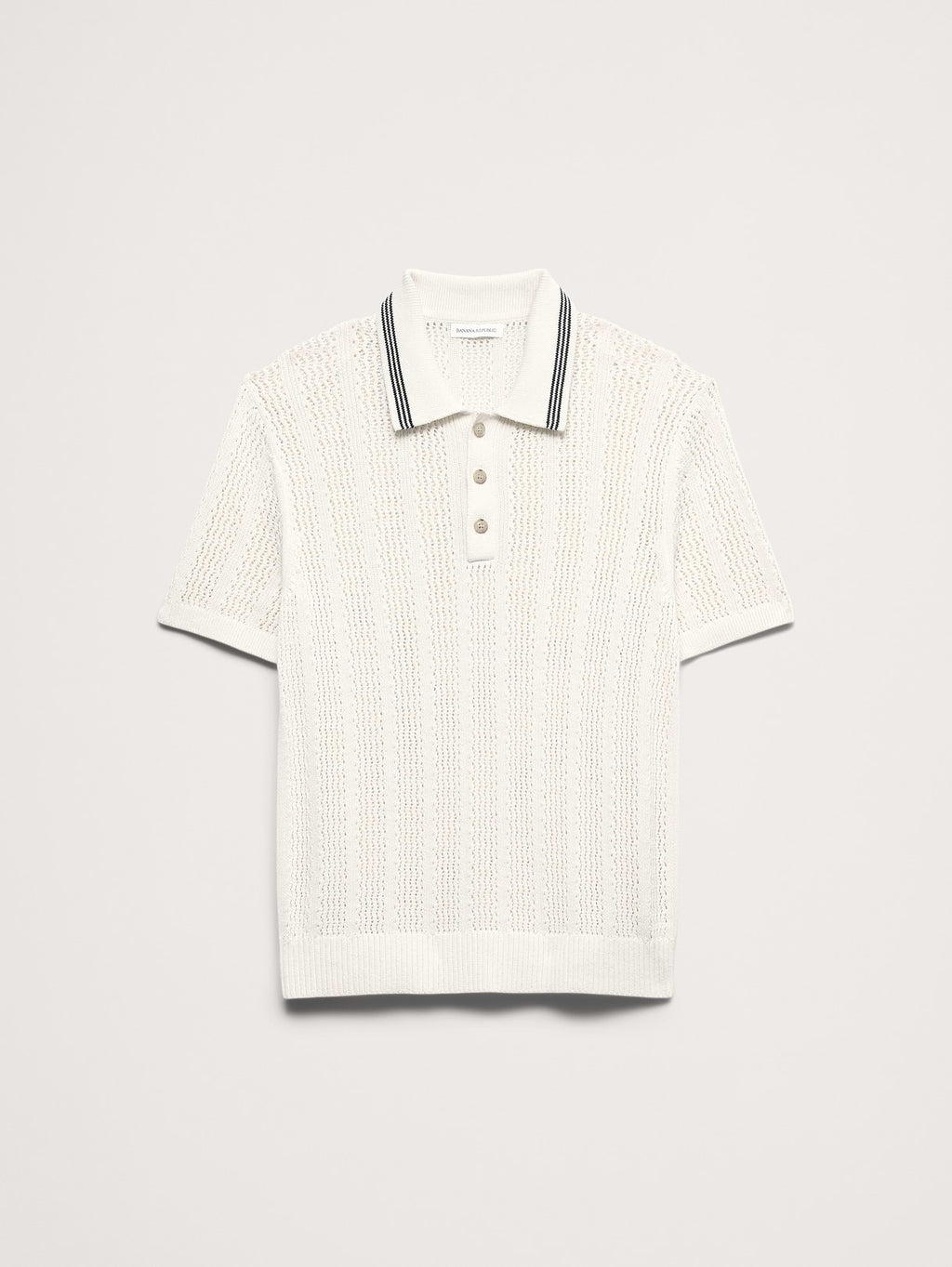 Cotton Zig-Zag Sweater Polo - Cream White