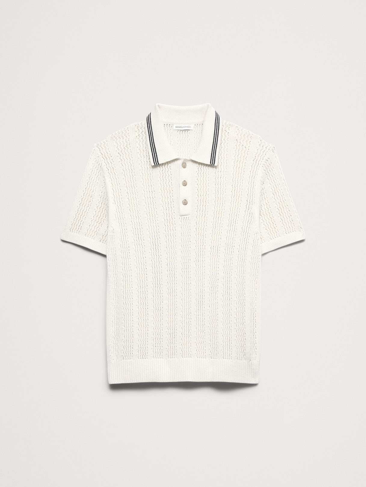 Cotton Zig-Zag Sweater Polo - Cream White