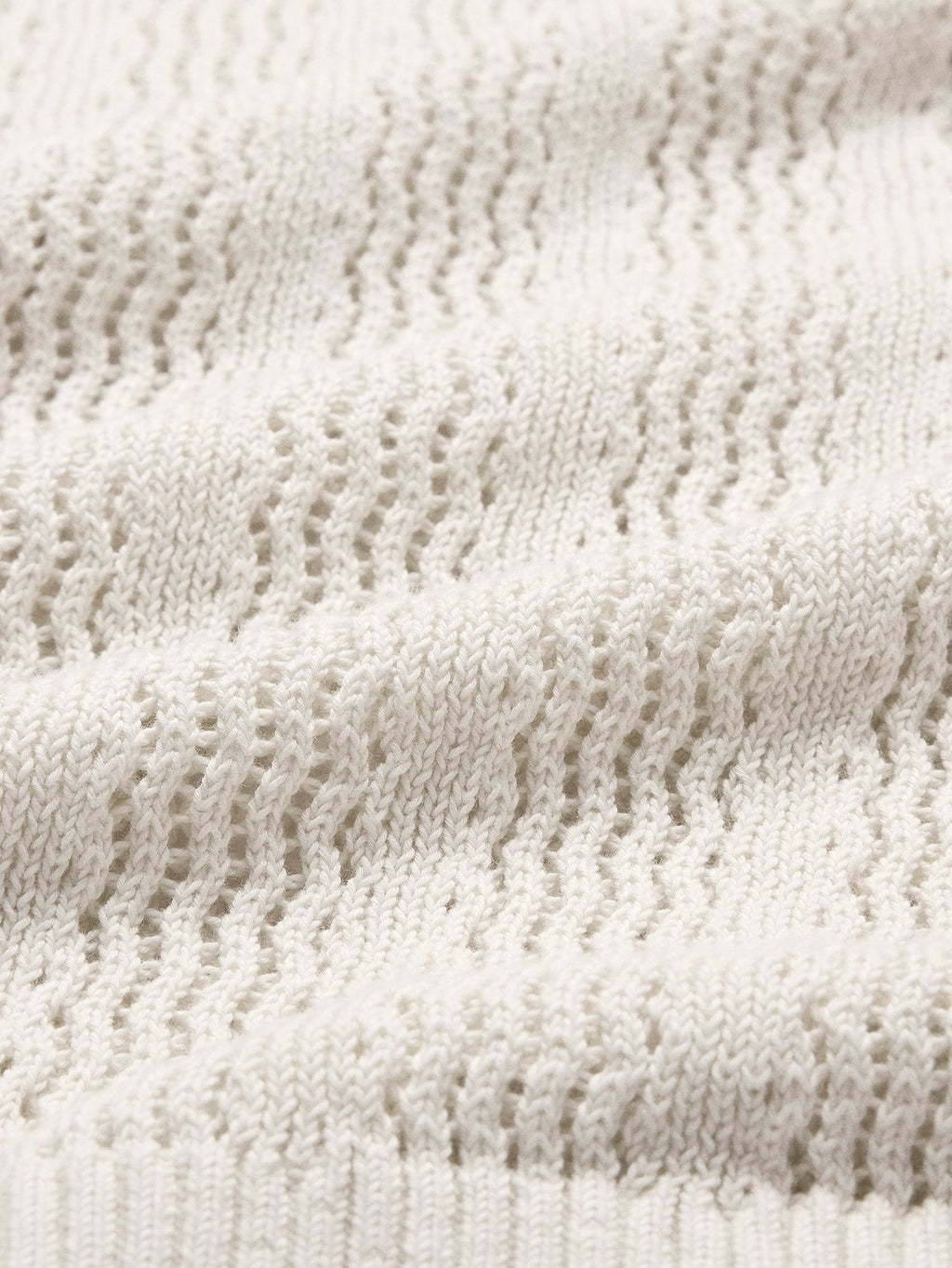 Cotton Zig-Zag Sweater Polo - Cream White