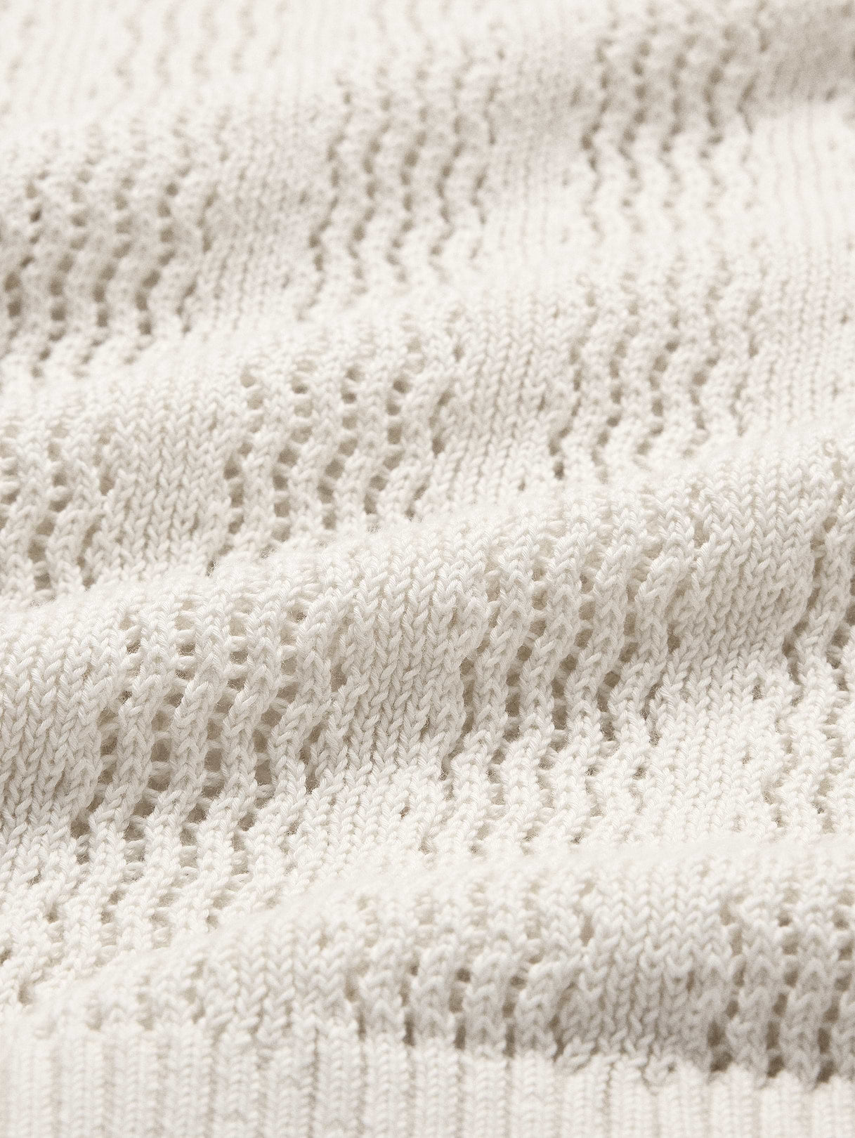 Cotton Zig-Zag Sweater Polo - Cream White