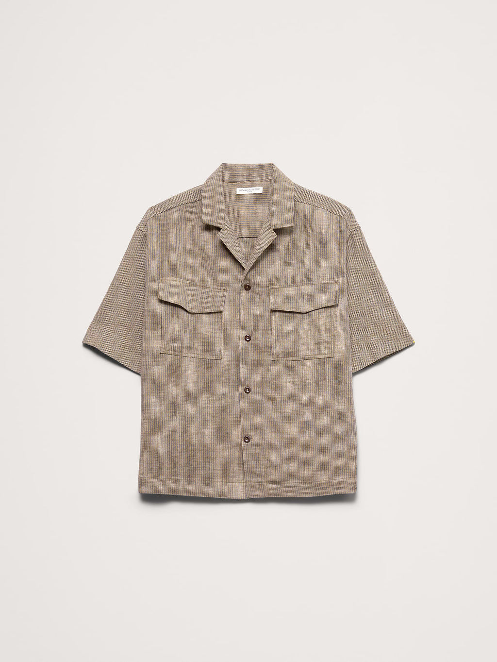 Relaxed-Fit Cotton Resort Shirt - Olive Green Texture