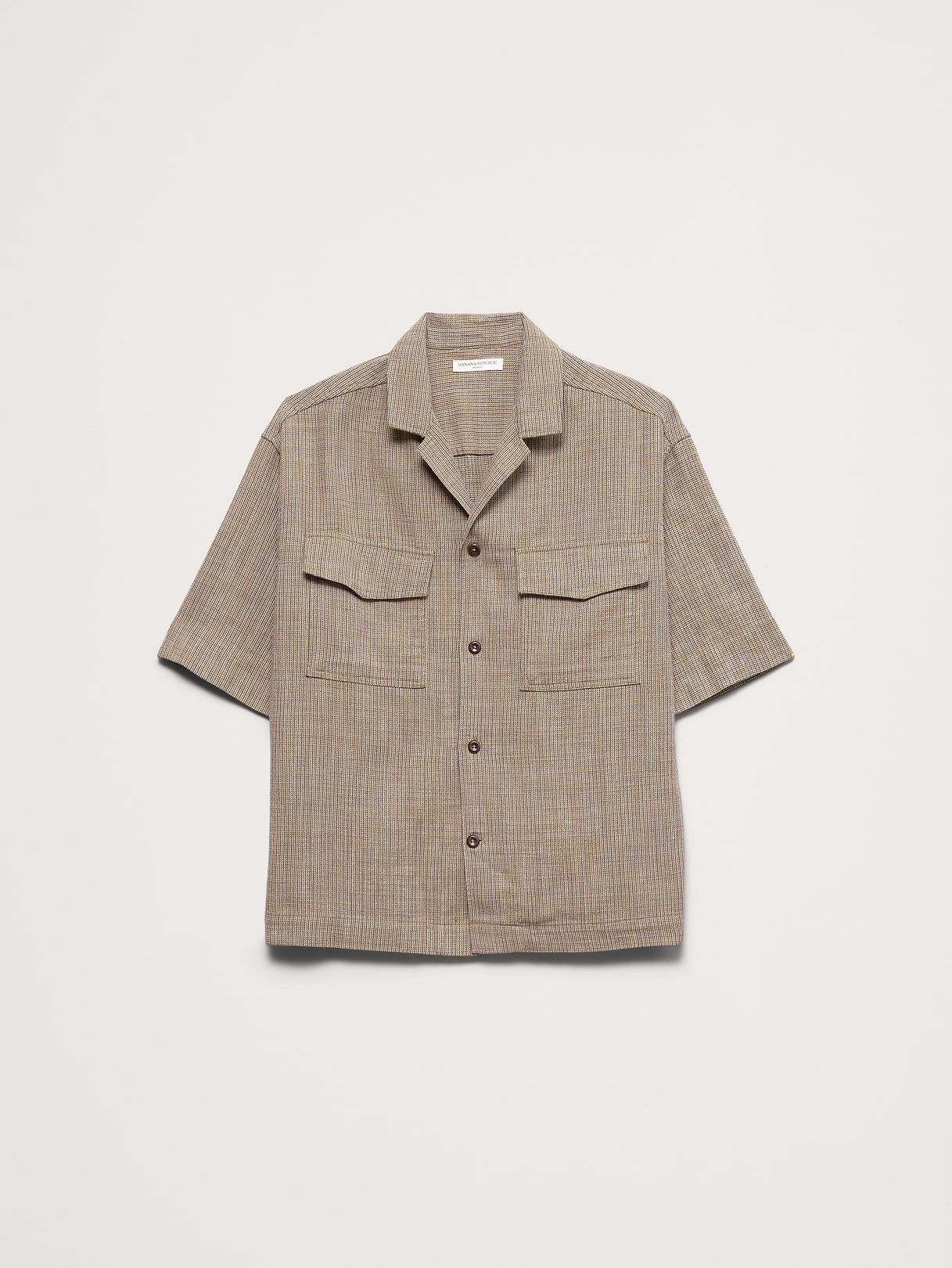 Relaxed-Fit Cotton Resort Shirt - Olive Green Texture