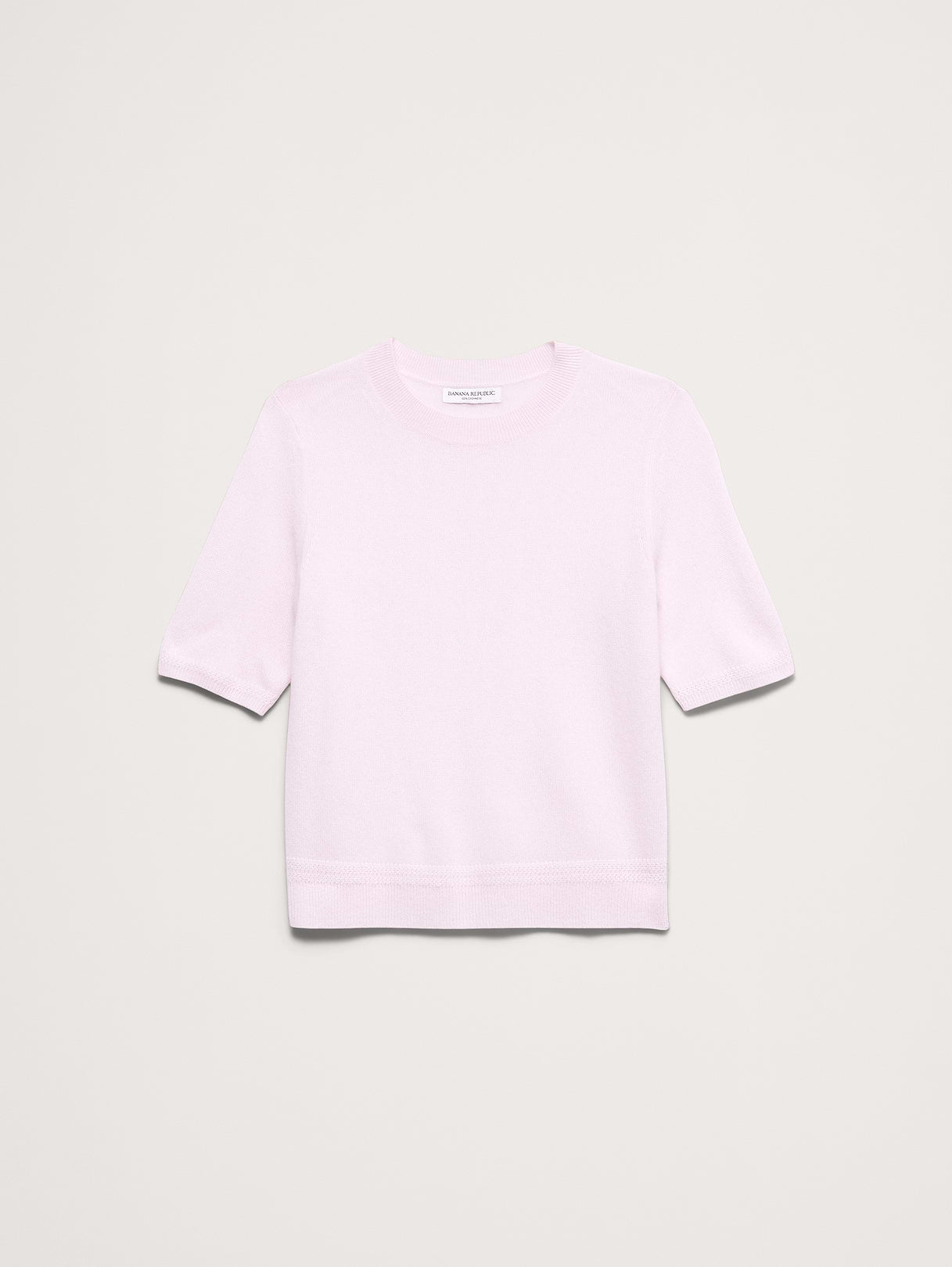 Lightweight Cashmere Short-Sleeve Sweater - Mellow Pink