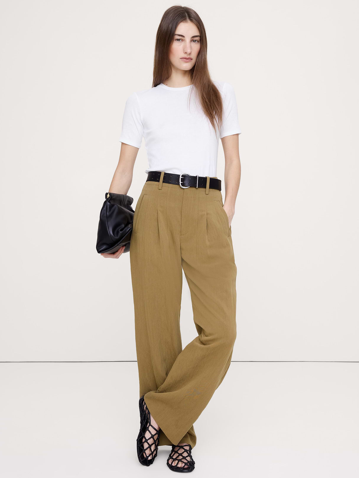 Airy Cotton Elbow-Sleeve T-Shirt - White