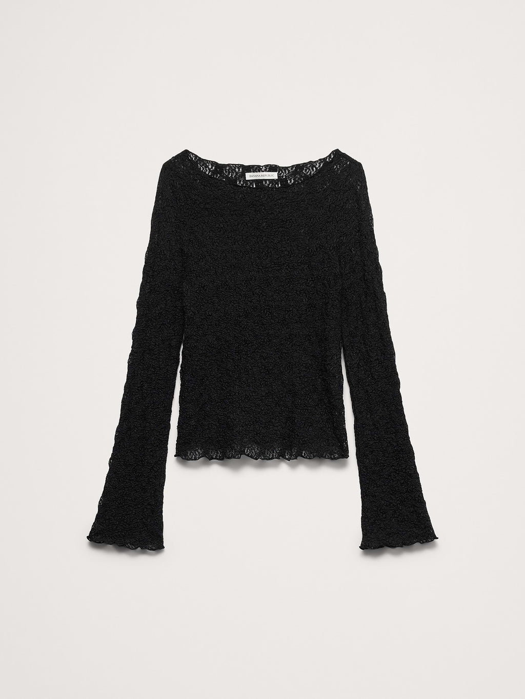Lace Flare-Sleeve Top - Black