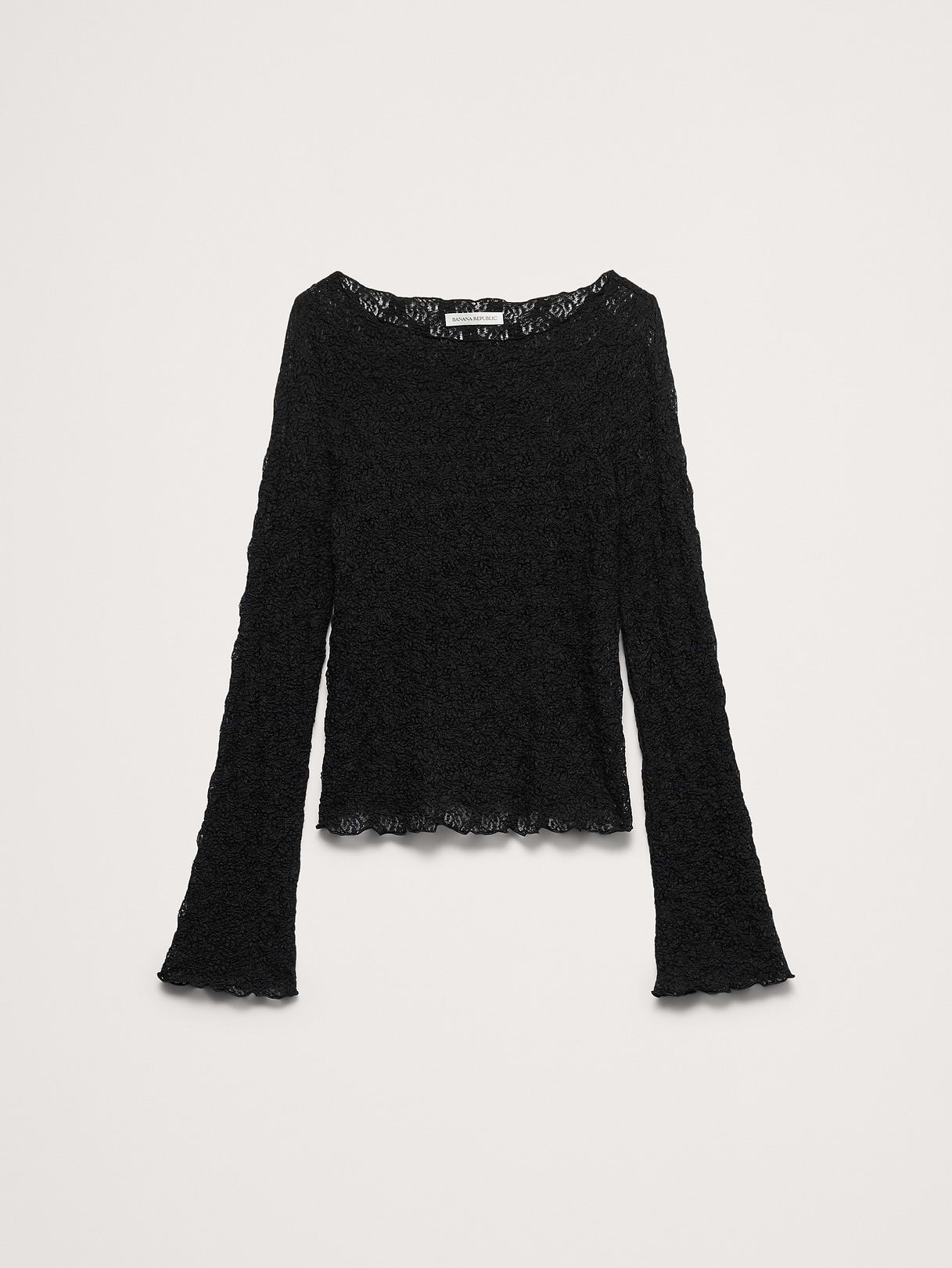 Lace Flare-Sleeve Top - Black