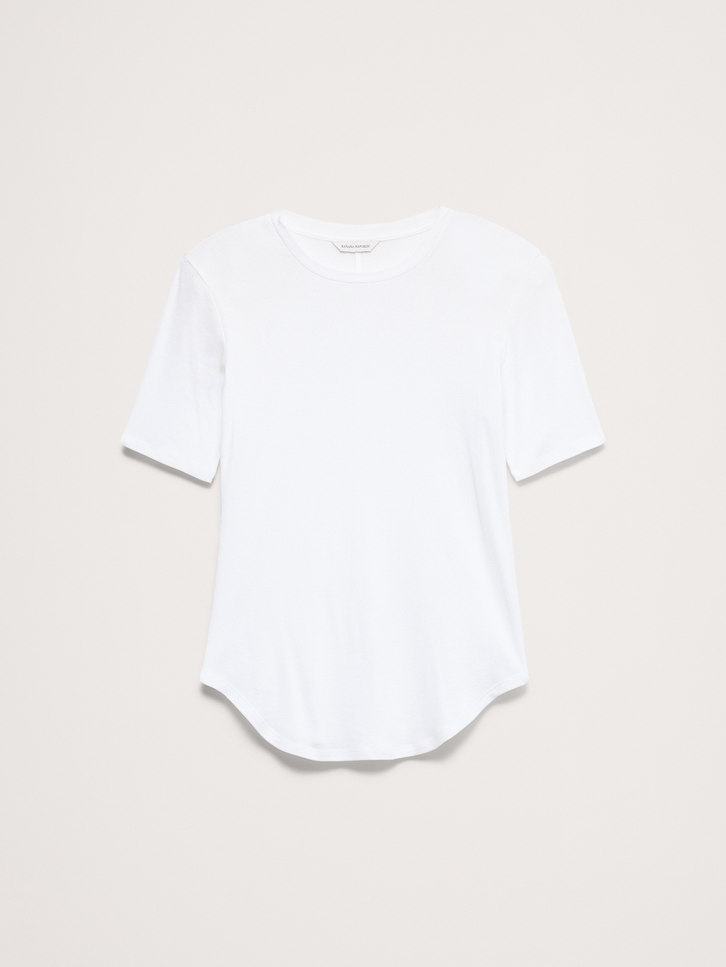 Airy Cotton Elbow-Sleeve T-Shirt - White