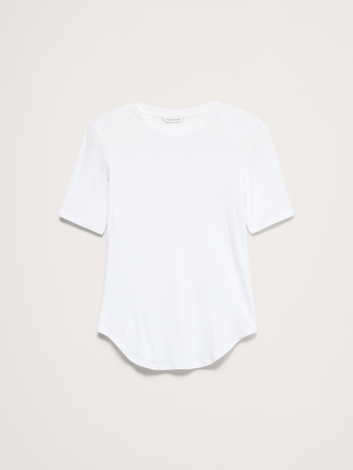 Airy Cotton Elbow-Sleeve T-Shirt - White
