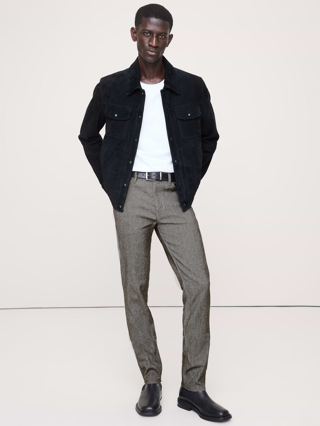 Slim Linen-Cotton Traveler Pant - Sage Green-Gray