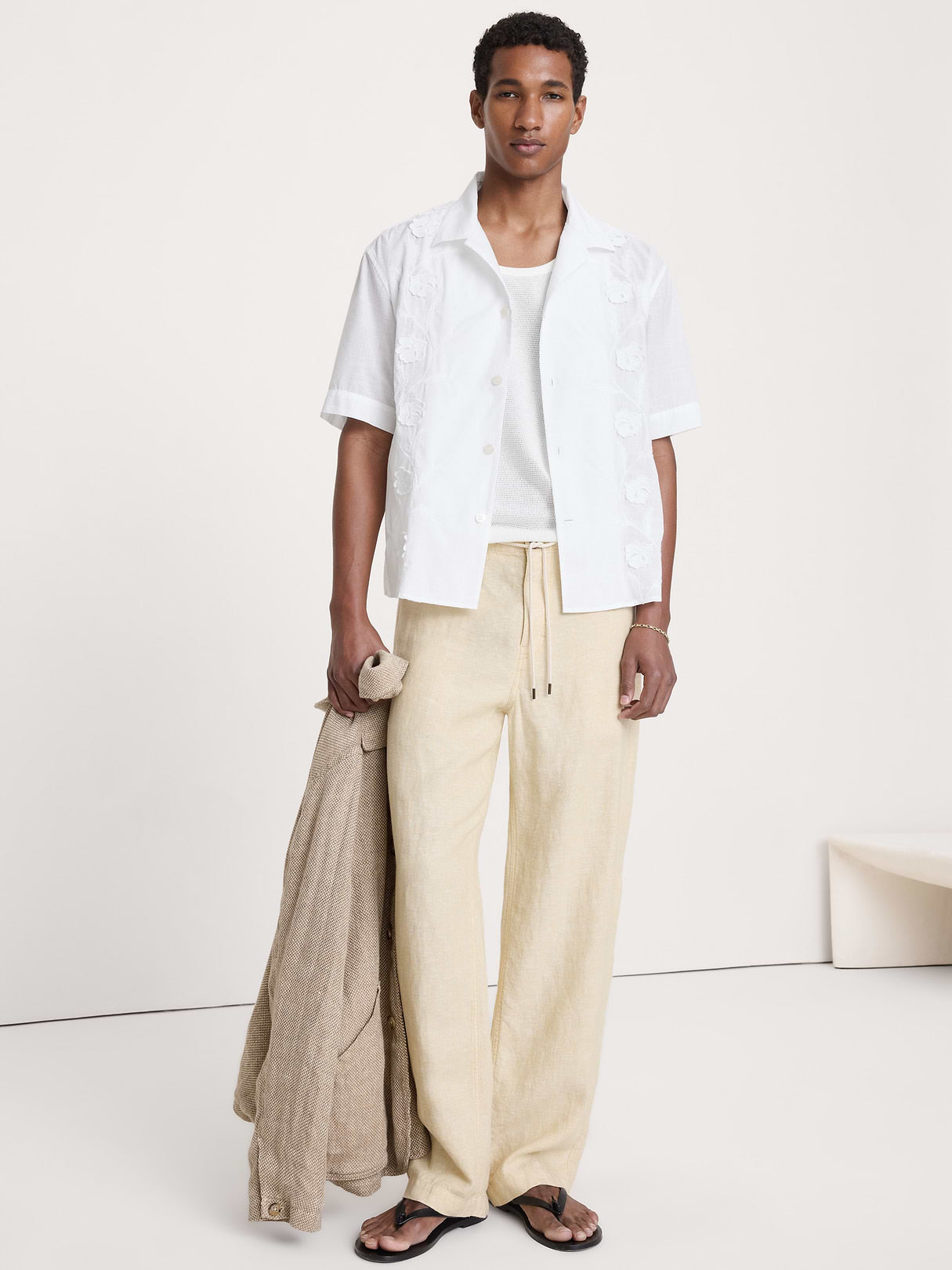 Relaxed-Fit Embroidered Cotton Resort Shirt - White