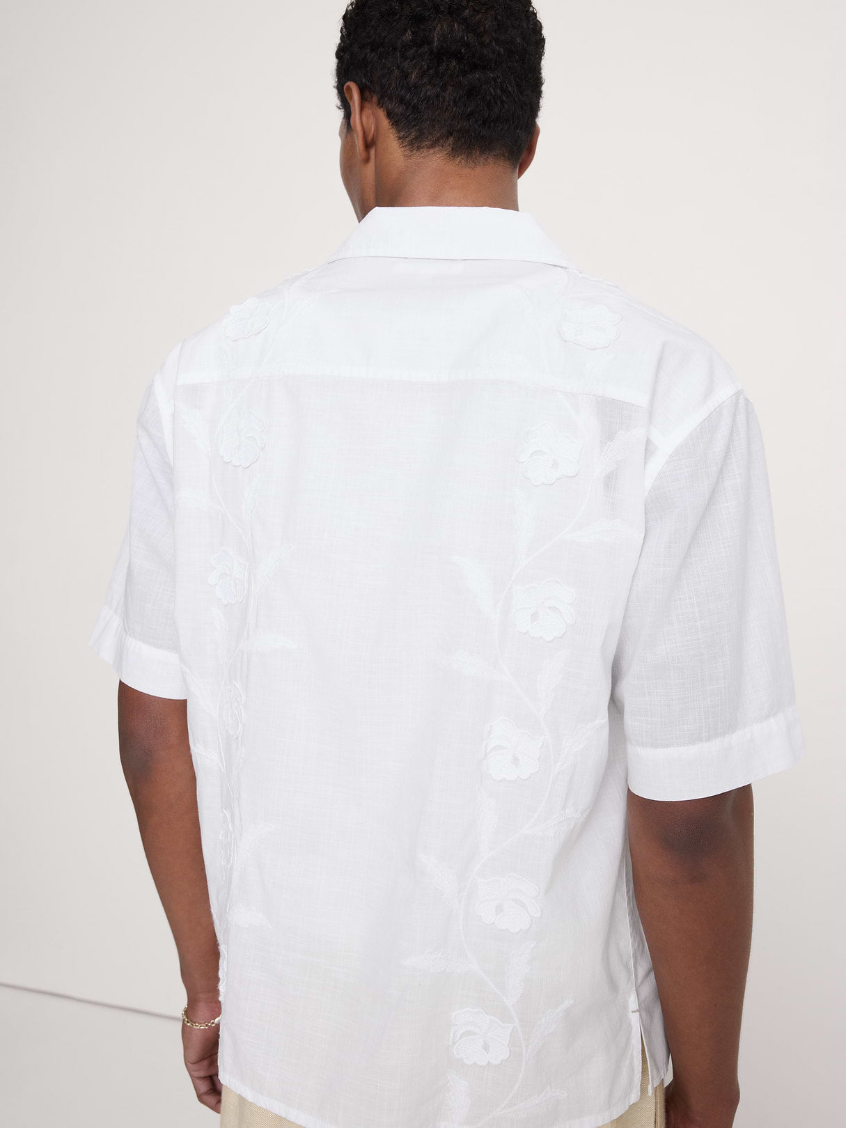 Relaxed-Fit Embroidered Cotton Resort Shirt - White