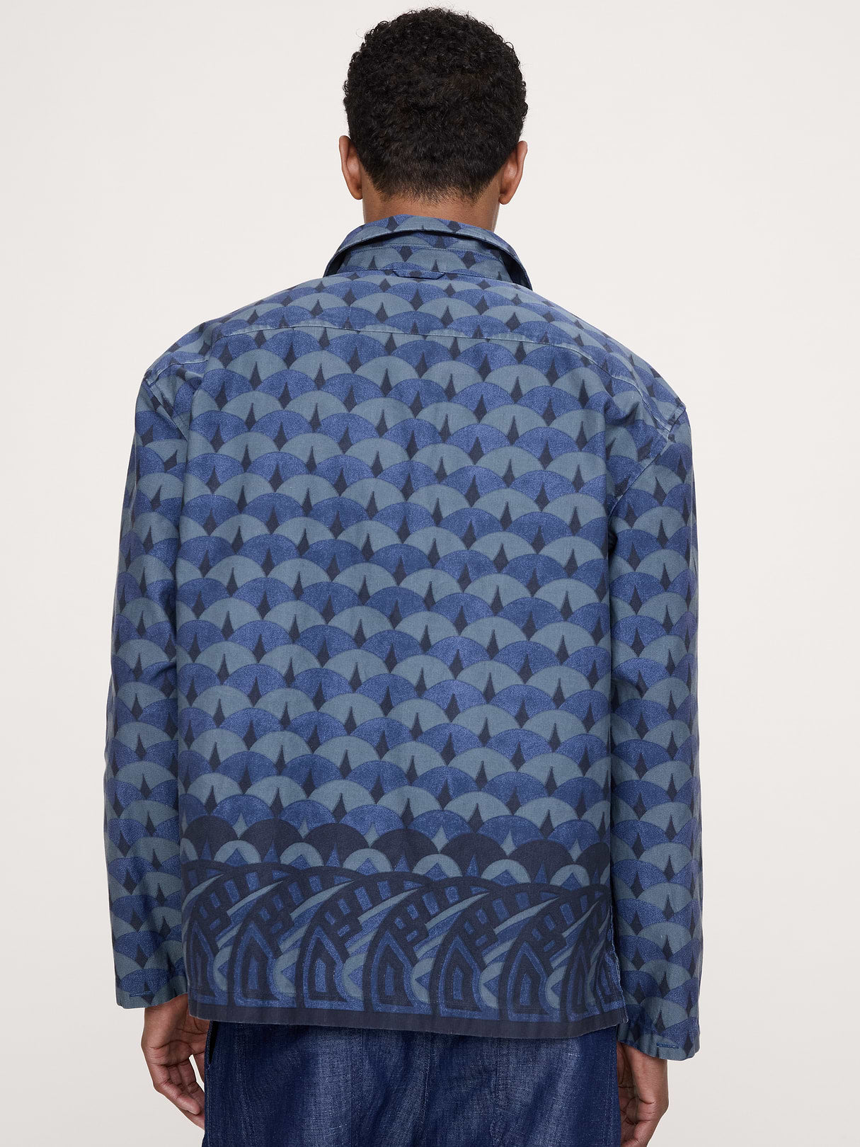 Relaxed-Fit Cotton-Linen Resort Shirt - Navy Blue Print