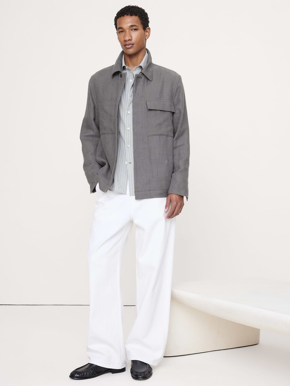 The City Shirt - Olive Green Stripe