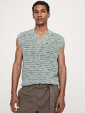 Spacedye Cotton Crochet Vest - Blue Multi