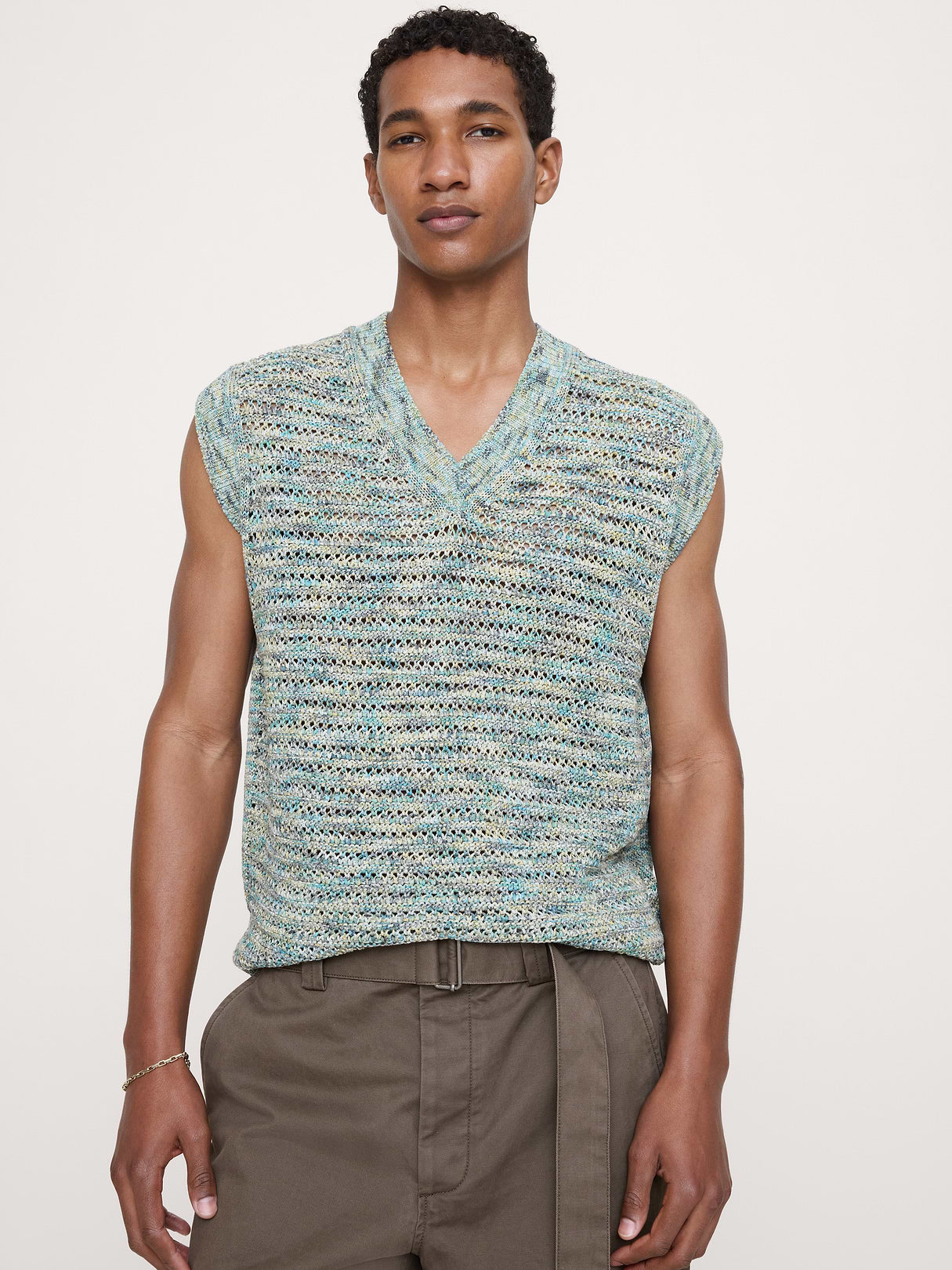 Spacedye Cotton Crochet Vest - Blue Multi