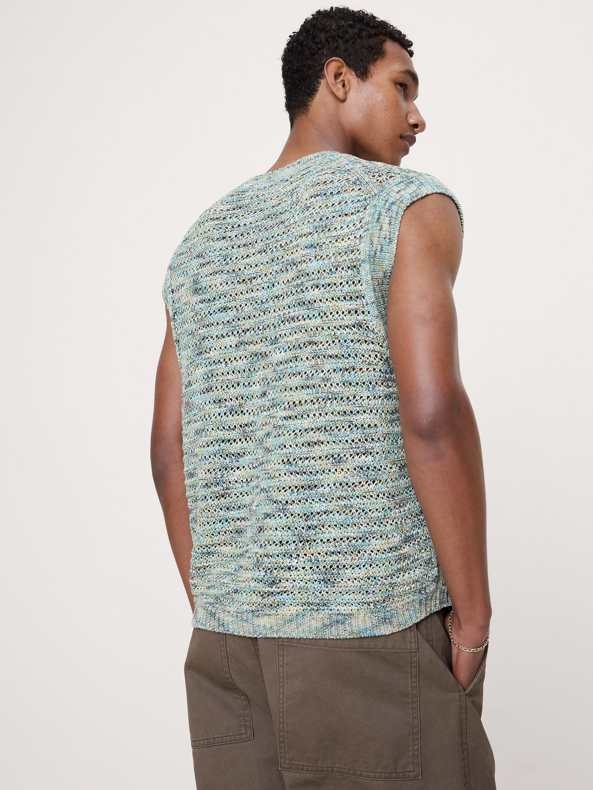 Spacedye Cotton Crochet Vest - Blue Multi