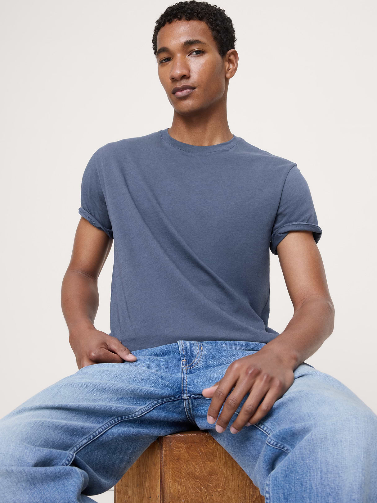 Lightweight Cotton Crew-Neck T-Shirt - Dark Denim Blue