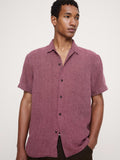Standard-Fit Midweight Linen Resort Shirt - Purple Plum