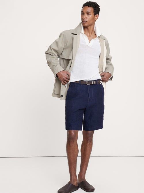 9" Linen Short - Navy Blue