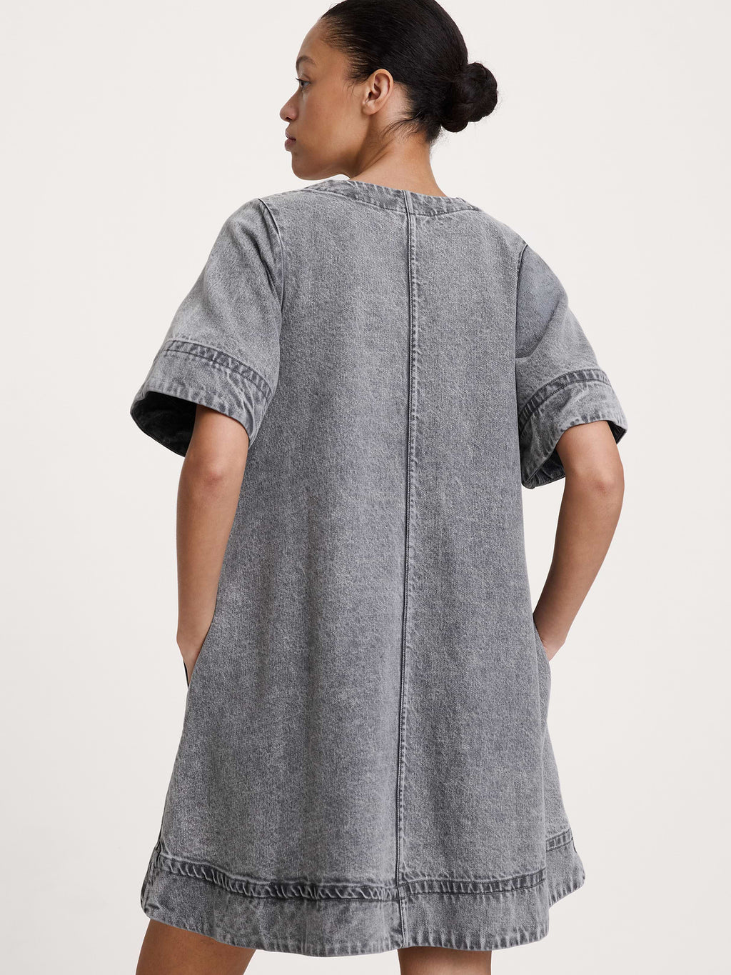 Denim Mini Dress - Medium Gray Wash