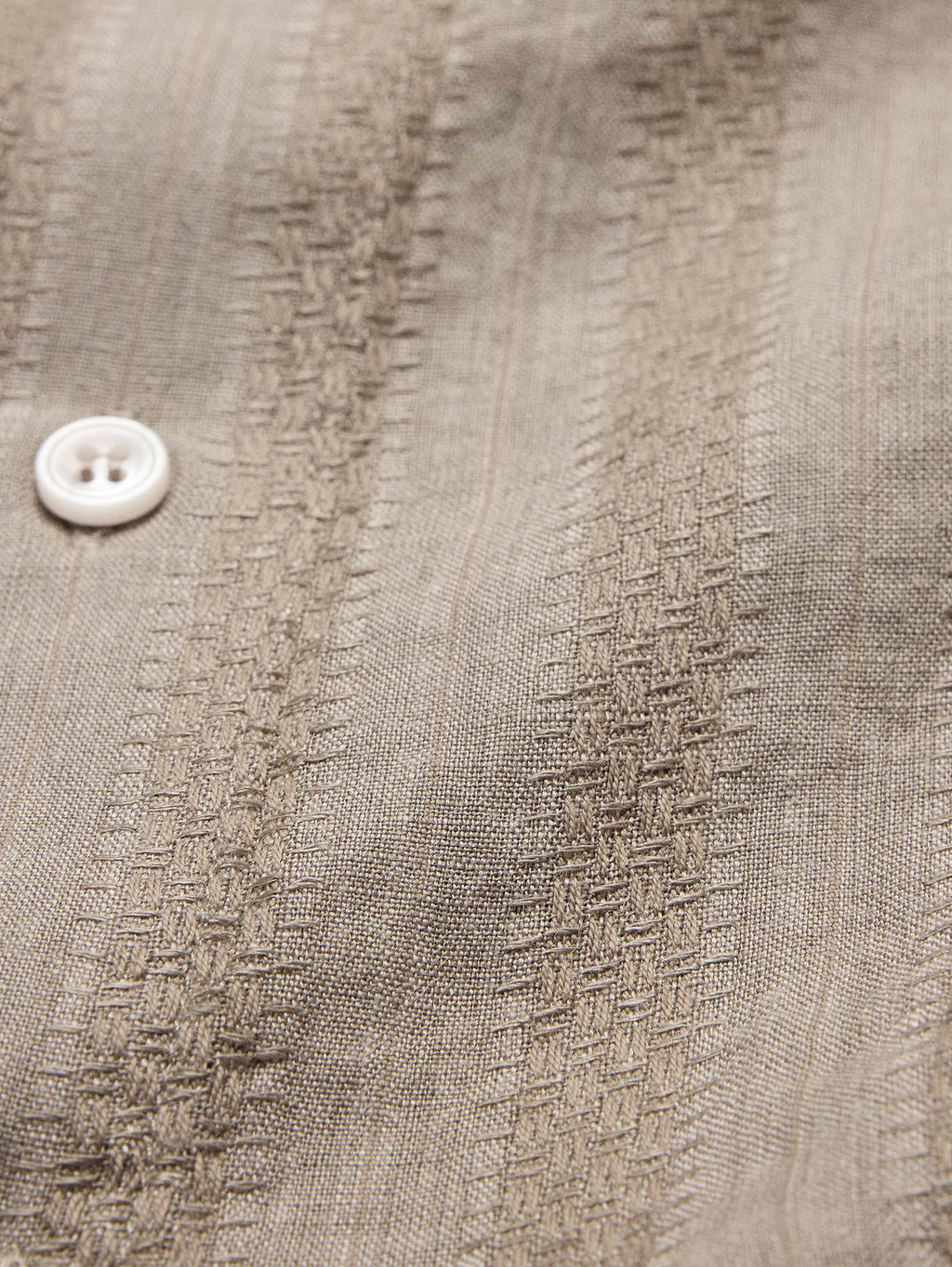 Standard-Fit Textured Linen-Cotton Shirt - Brown Texture