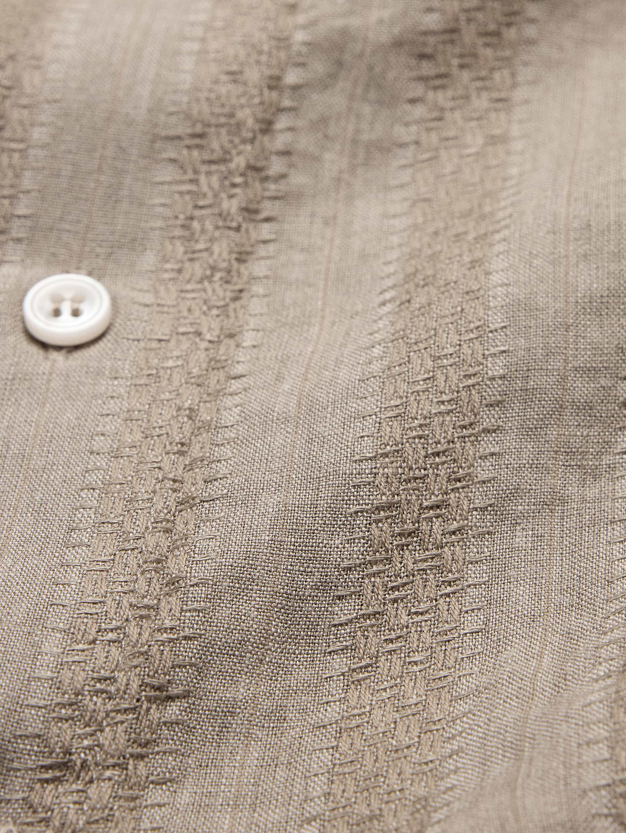 Standard-Fit Textured Linen-Cotton Shirt - Brown Texture
