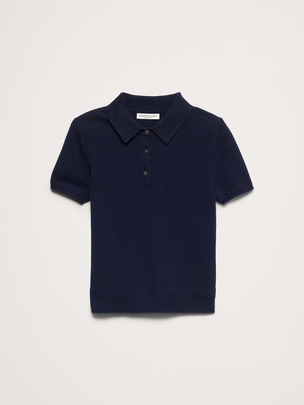 Lightweight Cashmere Short-Sleeve Sweater Polo - Dark Navy Blue
