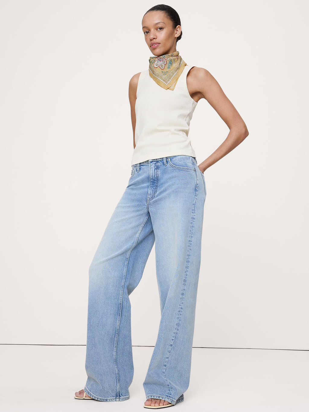 Embroidered Cotton Scarf by Vismaya - Mustard Yellow