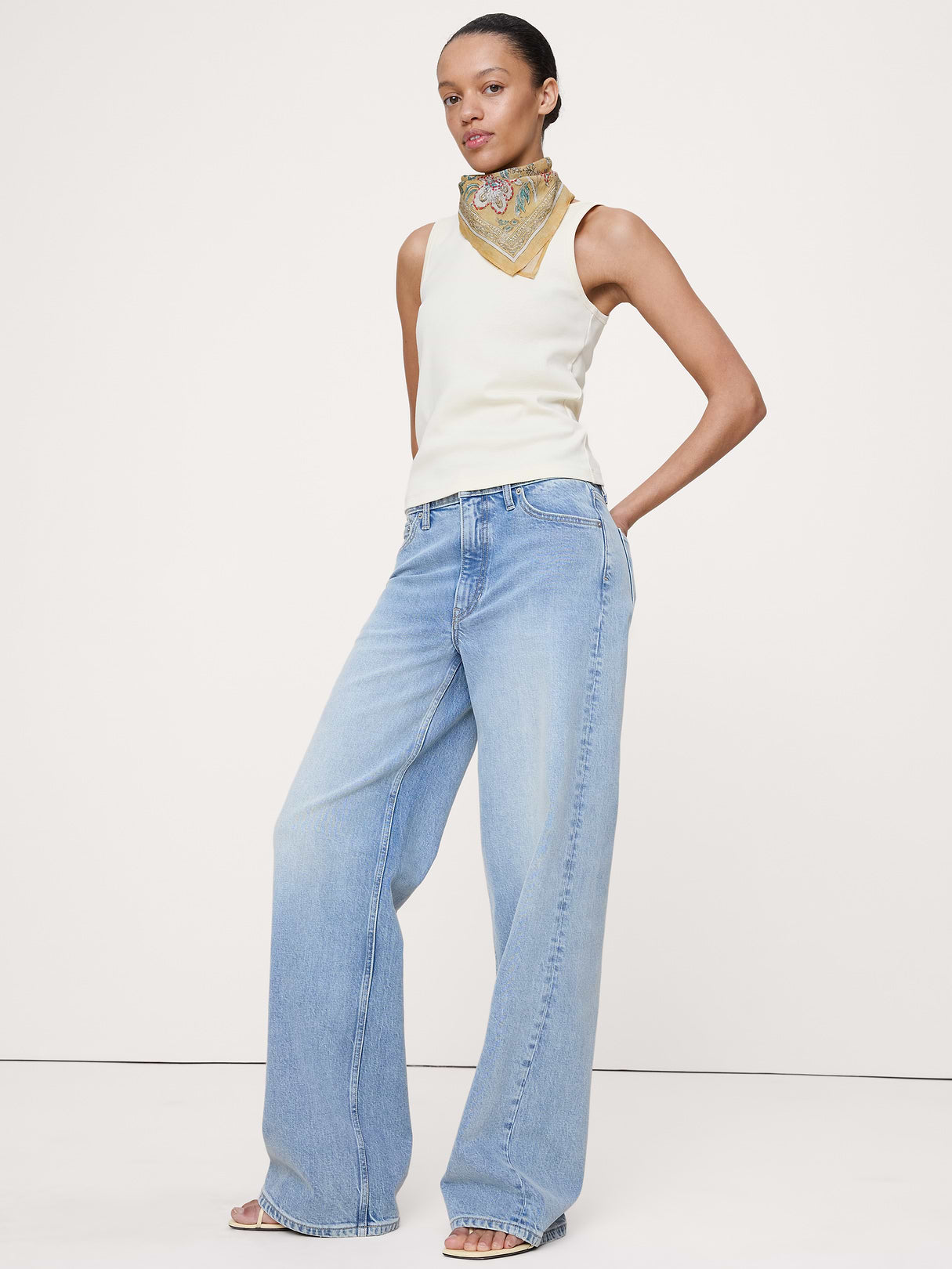 Embroidered Cotton Scarf by Vismaya - Mustard Yellow