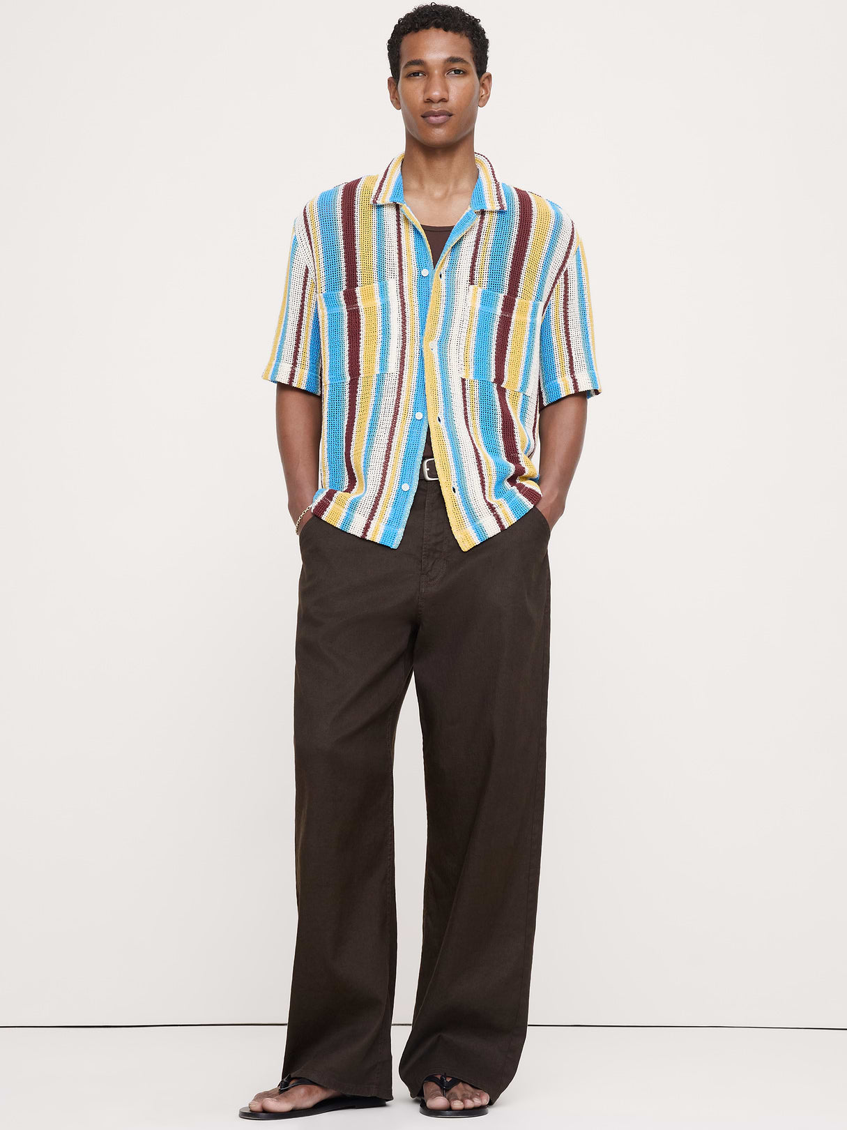 Cotton Mesh Resort Shirt - Multi Stripe