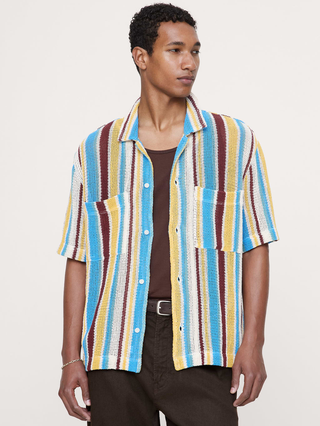Cotton Mesh Resort Shirt - Multi Stripe