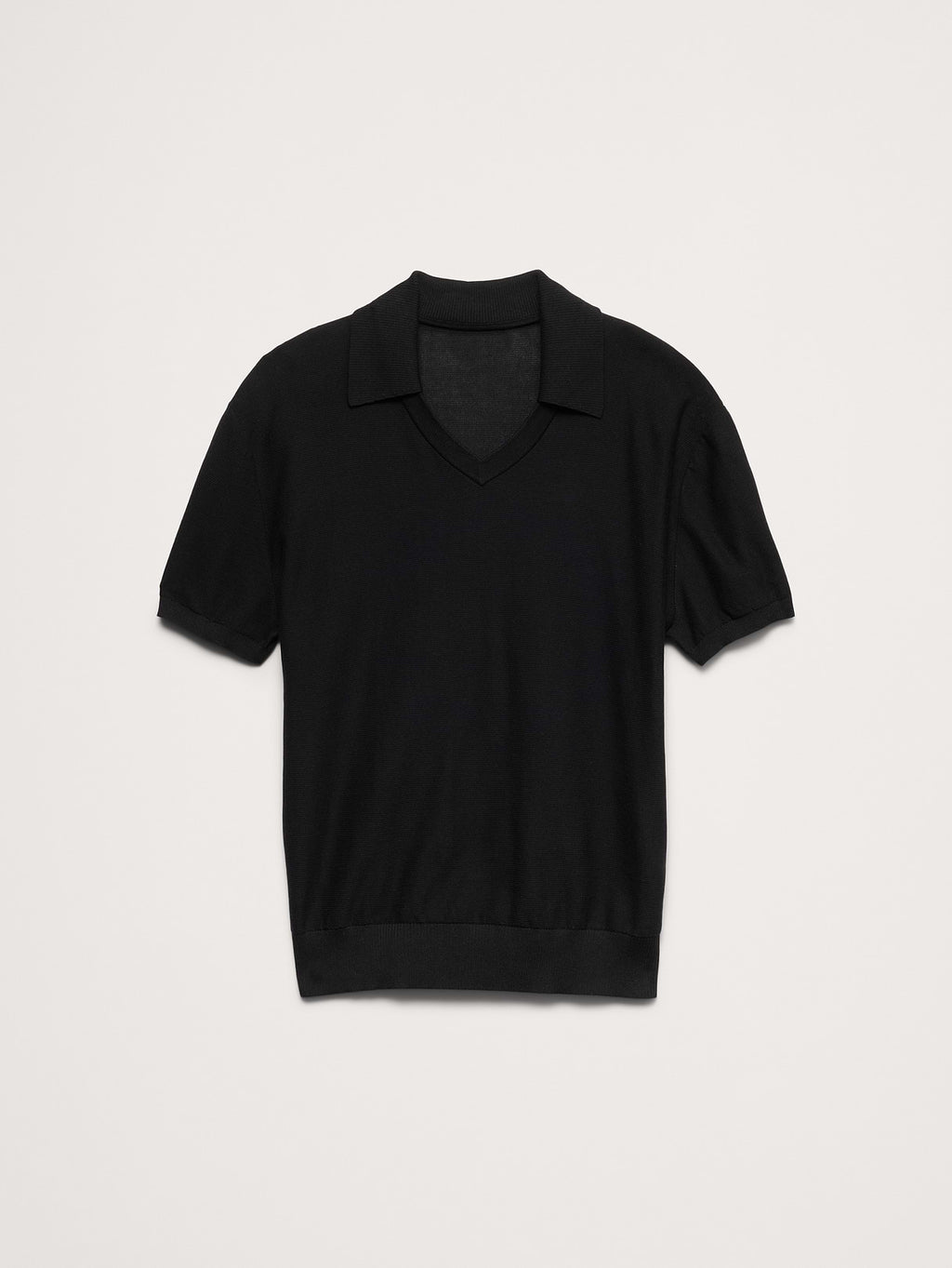 Cotton Sweater Polo - Black