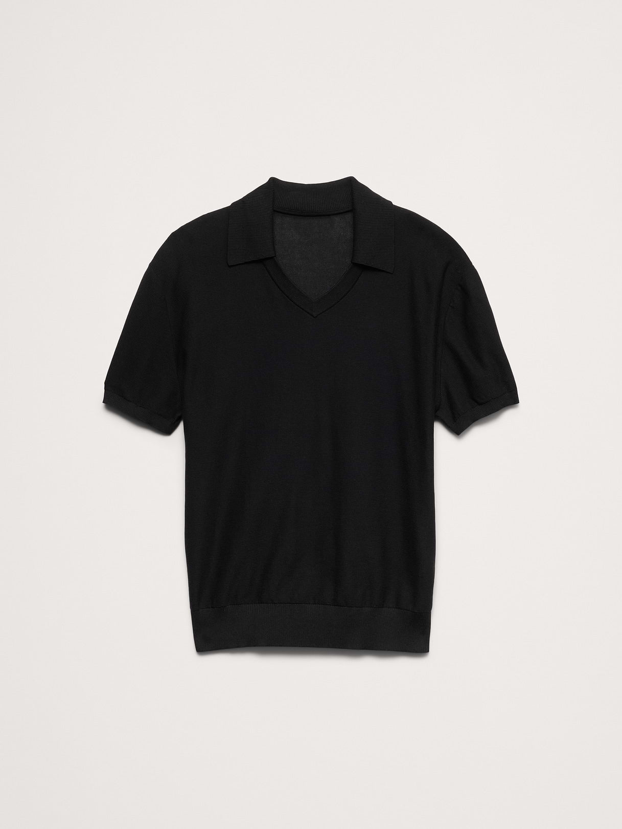 Cotton Sweater Polo - Black