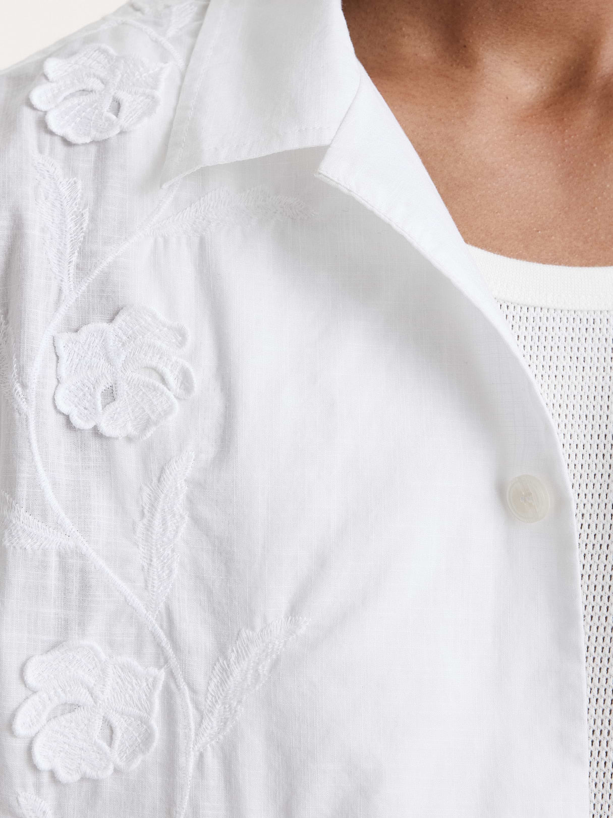 Relaxed-Fit Embroidered Cotton Resort Shirt - White