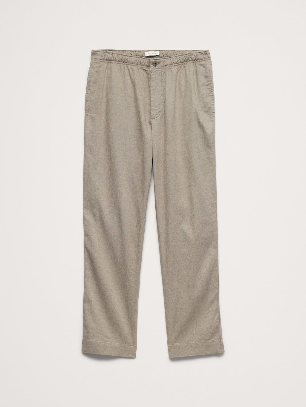 Straight Italian Linen-Cotton Pull-On Pant - Stone Khaki
