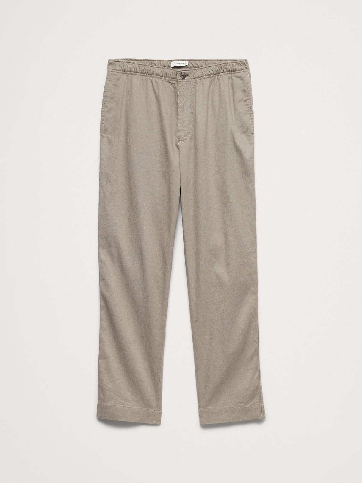Straight Italian Linen-Cotton Pull-On Pant - Stone Khaki