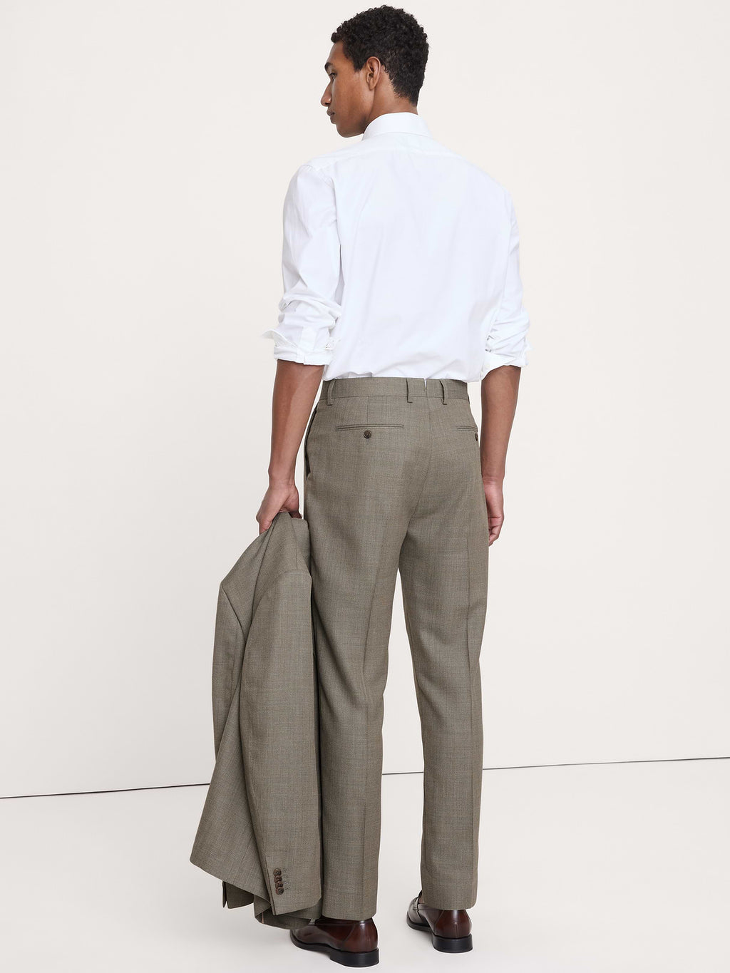 Tailored Slim-Fit Italian Wool Ventile Suit Pant - Green Marble